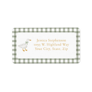 Goose Green Gingham Cottagecore Return Address Label