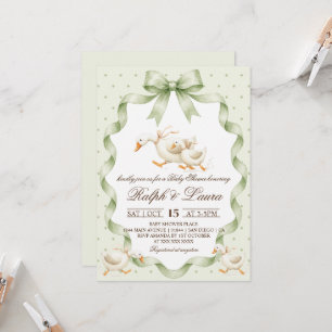 Goose Green Polka Dot Baby Shower Invitation
