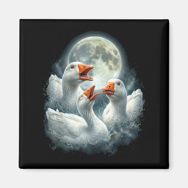 Goose howling moon design funny animal goose meme  magnet (Front)