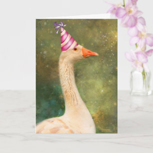Goose In A Party Hat Birthday Card