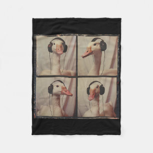 Goose Listening To Music Autistic Goose Lover Auti Fleece Blanket