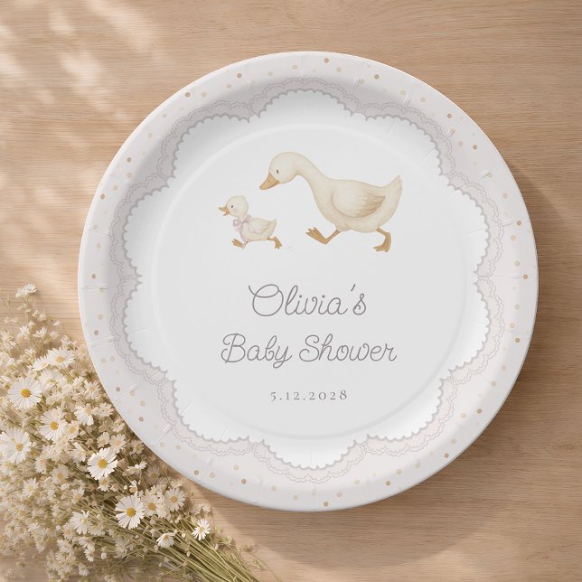 Goose Nursery Duck Gender Neutral Baby Shower Paper Plate (Creator Uploaded)