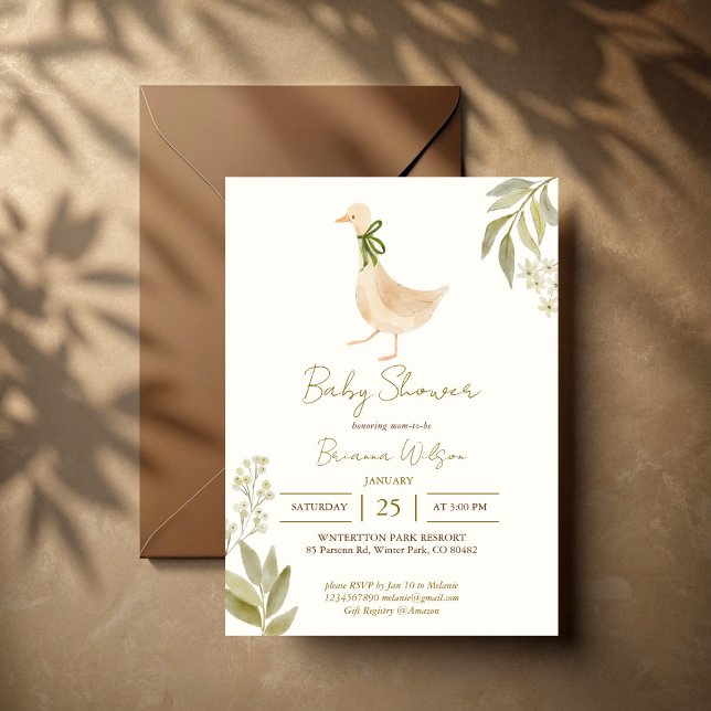 Goose nursery rhymes baby shower invitation (Goose nursery rhymes baby shower invitation template instant download cute goose boho baby shower)