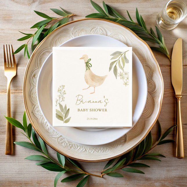 Goose nursery rhymes baby shower monogrammed napkin (Goose nursery rhymes boho baby shower monogrammed napkins template personalized table decor)