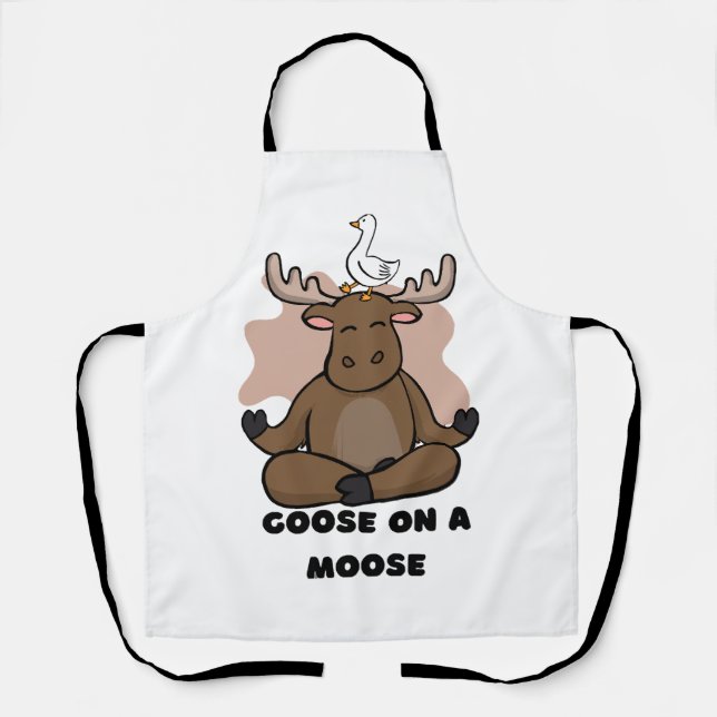 Goose on a Moose Animal Funny Apron (Front)