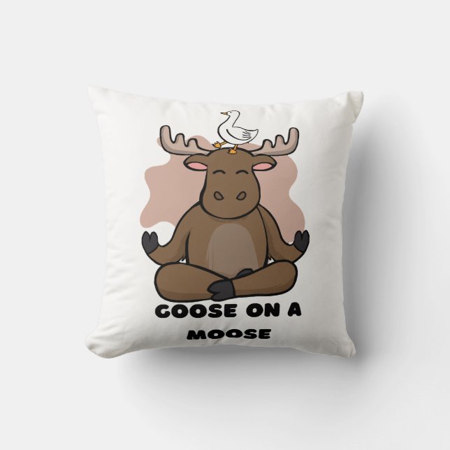 Goose on a Moose Animal Funny Cushion (Front)