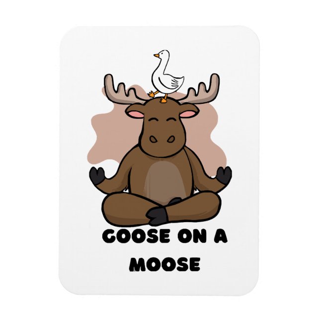Goose on a Moose Animal Funny Magnet (Vertical)
