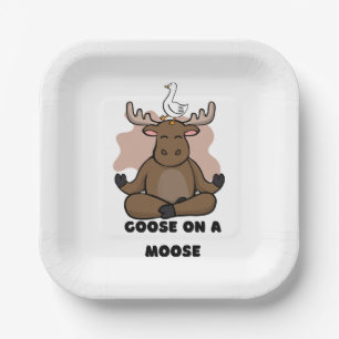 Goose on a Moose Animal Funny Paper Plate
