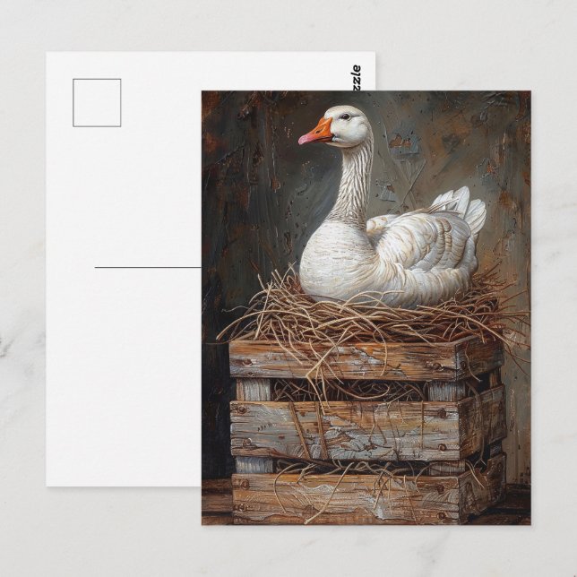 Goose on a Nest Painting Postcard (Front/Back)