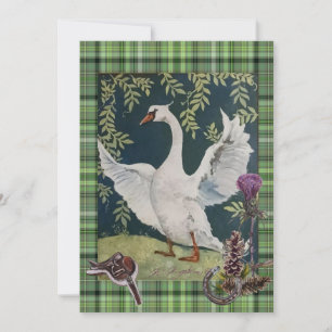 goose on the farm, or swan on the farm holiday car card