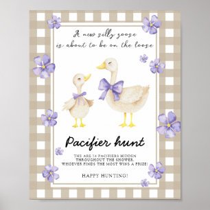 Goose - pacifier hunt baby shower game poster