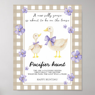 Goose - pacifier hunt baby shower game poster