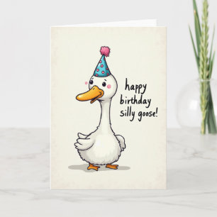 Goose Party Hat Birthday Card