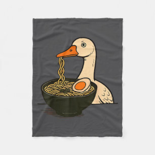 Goose Ramen Anime Kawaii Cat Eating Ramen Noodles Fleece Blanket