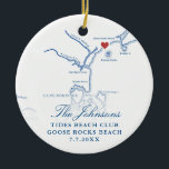 Goose Rocks Beach ME Map Wedding Photo Christmas Ceramic Tree Decoration<br><div class="desc">Commemorate your special day with our Personalised Navy Blue Goose Rocks Beach Map Wedding Keepsake Christmas Ornament. Featuring an elegant map of Goose Rocks Beach and Cape Porpoise, Maine, this ornament is the perfect coastal memento. Personalise it with your wedding photo on the back to create a cherished holiday keepsake....</div>