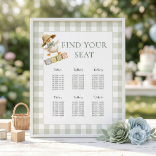 Goose Sage Gingham Baby Shower Seating Chart