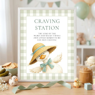 Goose Sage Gingham Craving Station Baby Shower Poster