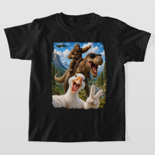 Goose Selfie Bigfoot T Rex UFO Funny Gifts Men wom T-Shirt