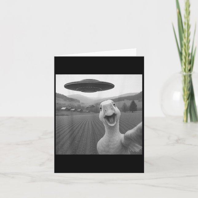 Goose Selfie With Alien Ufo Funny For Men Women Ki Card (Front)