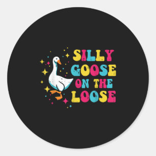 Goose Silly On The Loose Groovy Retro Animal Women Classic Round Sticker