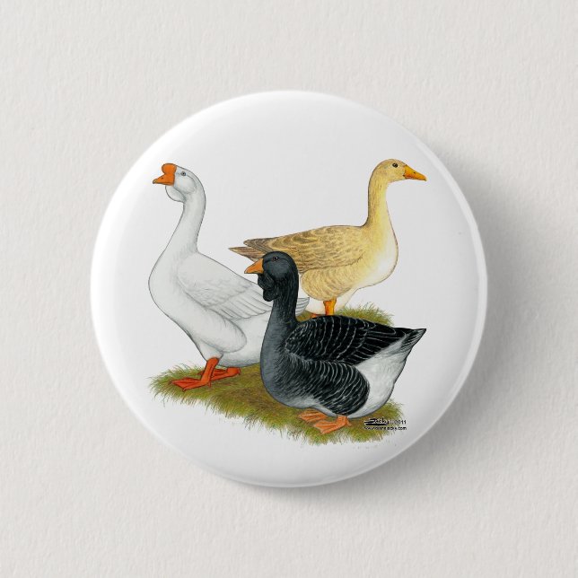 Goose Trio 6 Cm Round Badge (Front)