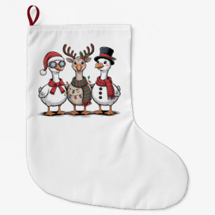 Goose Wearing Santa Hat Christmas Goose Lovers Large Christmas Stocking