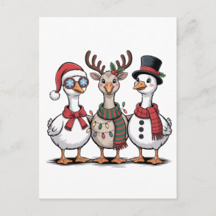 Goose Wearing Santa Hat Christmas Goose Lovers Postcard