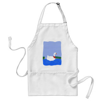 Goose White in Lake Cartoon Art Standard Apron