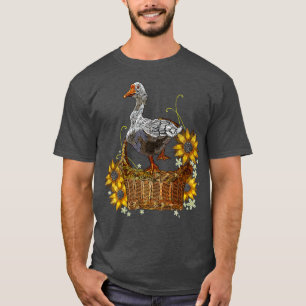Goose Wicker Basket Embroider  T-Shirt