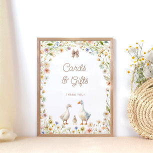 Goose Wildflower Cute Baby Shower Cards and Gifts Poster