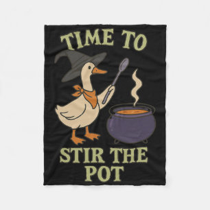 Goose Witch Halloween Time To Stir The Pot Cauldro Fleece Blanket