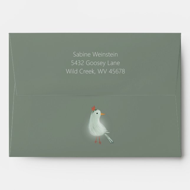 Goose with Watercolor Flowers  Envelope (Back (Top Flap))
