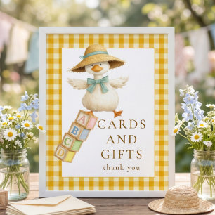 Goose Yellow Gingham Cards Gifts Sign Baby Shower
