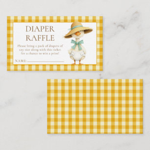 Goose Yellow Gingham Diaper Raffle Baby Shower Enclosure Card