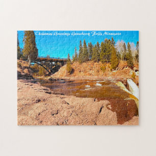 Gooseberry Falls Minnesota Christmas Greetings Jigsaw Puzzle