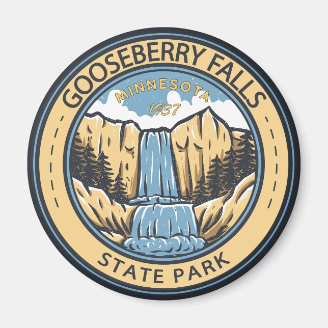 Gooseberry Falls State Park Minnesota Badge Magnet (Front)