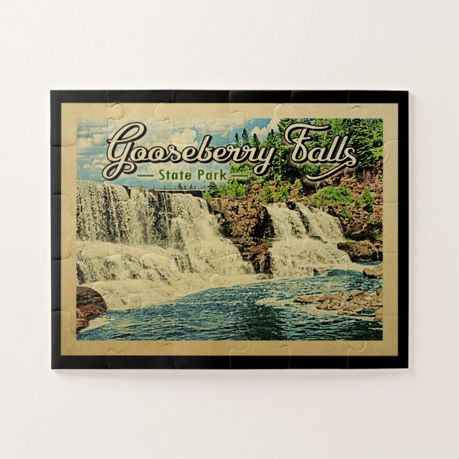 Gooseberry Falls State Park Vintage Travel Jigsaw Puzzle (Horizontal)