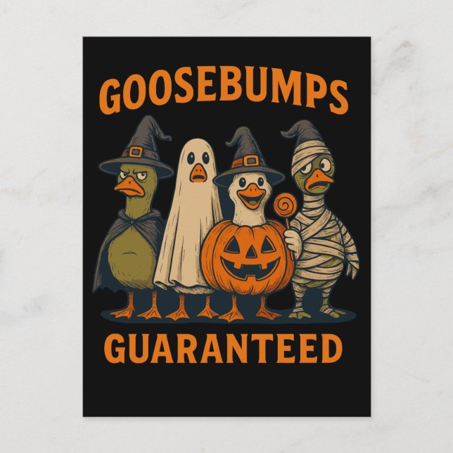 Goosebumps Guaranteed – Funny Halloween Duck  Holiday Postcard (Front)