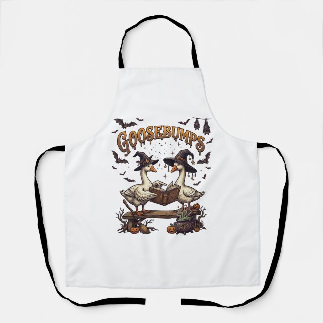 Goosebumps Halloween Geese Witch Hats Magic Book_1 Apron (Front)
