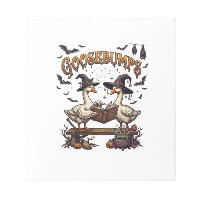 Goosebumps Halloween Geese Witch Hats Magic Book_1 Notepad (Front)