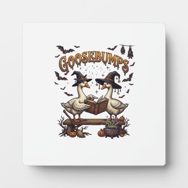 Goosebumps Halloween Geese Witch Hats Magic Book_1 Plaque (Front)