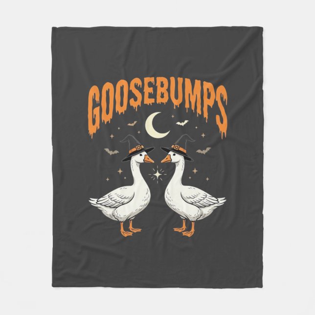 Goosebumps Halloween Witch Geese Vector Design Fleece Blanket (Front)