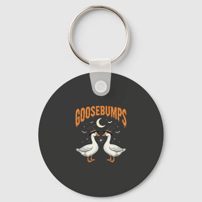 Goosebumps Halloween Witch Geese Vector Design Key Ring (Front)