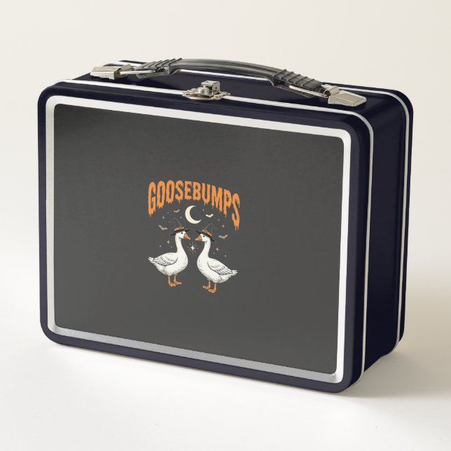 Goosebumps Halloween Witch Geese Vector Design Metal Lunch Box (Front)