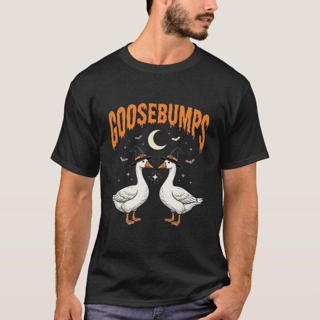 Goosebumps Halloween Witch Geese Vector Design T-Shirt (Front)