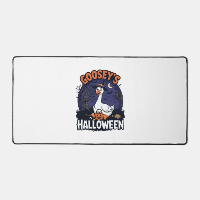Gooseys Halloween Goose Witch Hat Pumpkin_1 Desk Mat (Front)