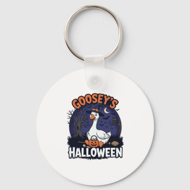 Gooseys Halloween Goose Witch Hat Pumpkin_1 Key Ring (Front)