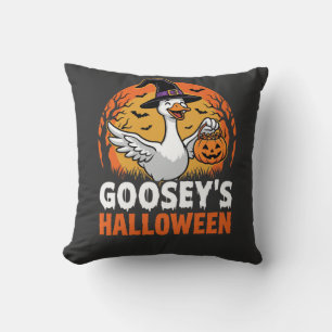 Gooseys Halloween Witch Goose Retro Cartoon Design Cushion