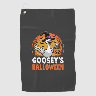 Gooseys Halloween Witch Goose Retro Cartoon Design Golf Towel