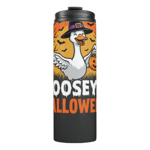 Gooseys Halloween Witch Goose Retro Cartoon Design Thermal Tumbler